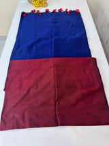 Plain Khadi cotton saree with contrast pallu & blouse MS1497