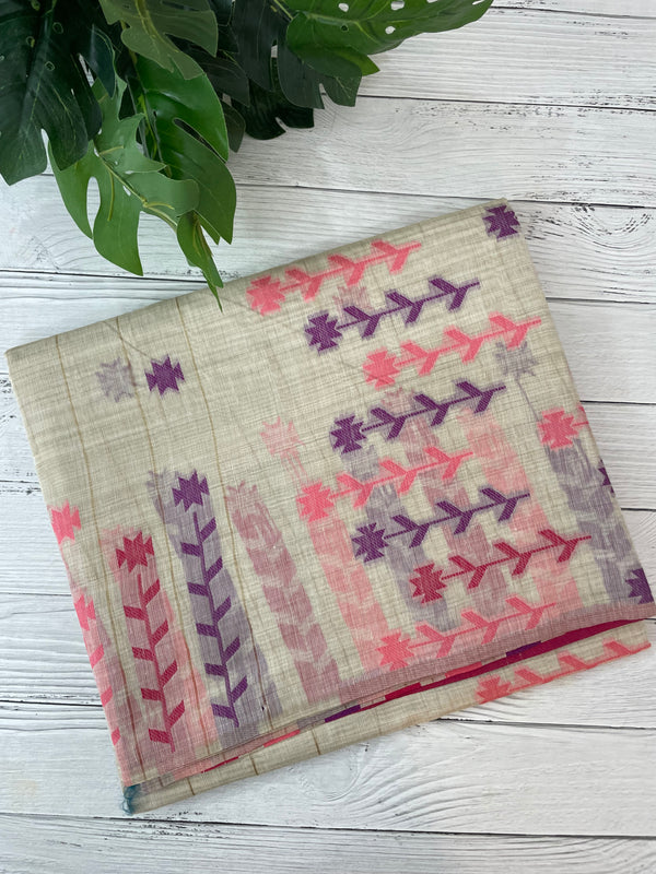 Jamdani silk Cotton Saree with blouse MS12551