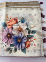 Digital printed semi Linen Saree MLS615- 10