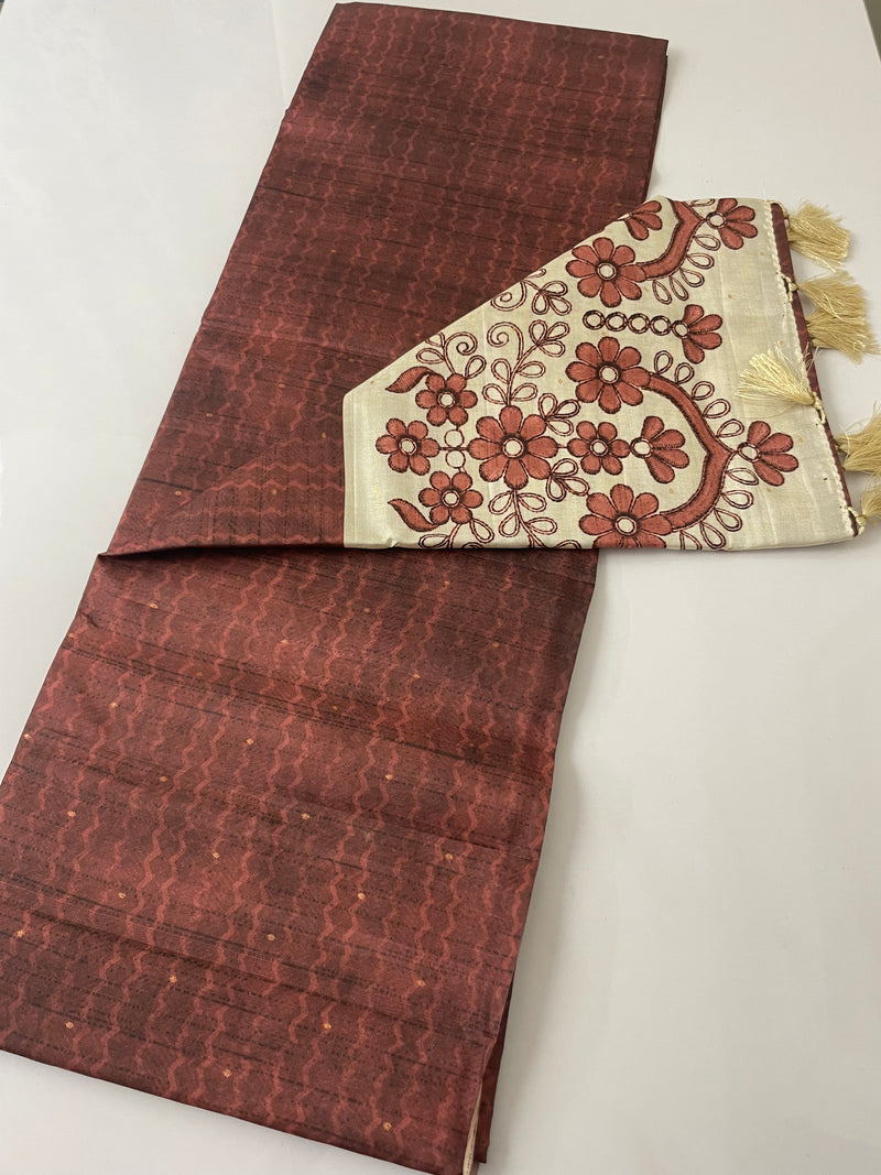 Semi silk saree with designer pallu & blouse MSDS214 Maroon