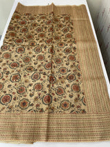 Kalamkari Printed Blended matka Tussar silk saree with kant work JSDNIYY