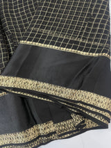 Crepe chiffon georgette saree with checks MS40097 BLACK