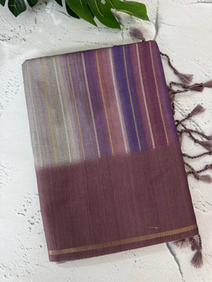 Multi color Semi soft silk saree with borders MSS590