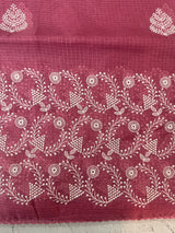 Soft kota checks saree with embroidery - MS7676 DarkPink