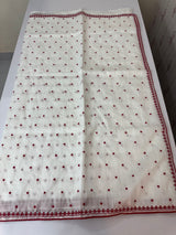 Blended tussar saree with embriodery - MS14401 White and Red