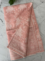 Premium Kota saree with chikankari inspired embroidery MS10303 PastelPeach