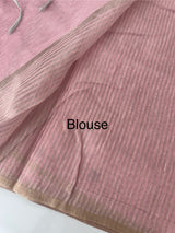 Tissue linen saree with embroidery MTL451 Pink