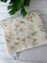 Kota Supernet embriodery saree SHSNYNM- White