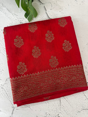 Semi banarasi saree with zari buttas - MBS6754