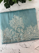 Tissue mix soft Organza saree with applique work MSCK38 Blue
