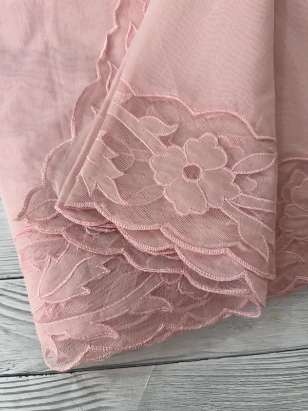 Mul chanderi saree with applique borders MSH111 Pastel PeachPink