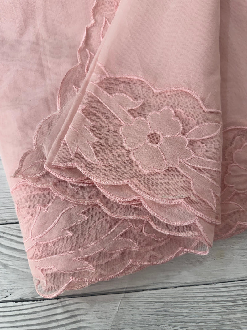 Mul chanderi saree with applique borders MSH111 Pastel PeachPink