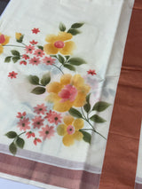 Kerala cotton saree with floral prints