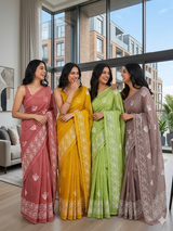 Soft kota checks saree with embroidery - MS7676 PastelMauve