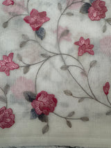 White Supernet saree with embroidery MSH153