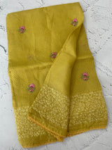 Kota checks embriodery saree MS7689 MustardYellow