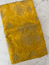 Soft Organza saree with silver zari & thread work - MSH910 Yellow