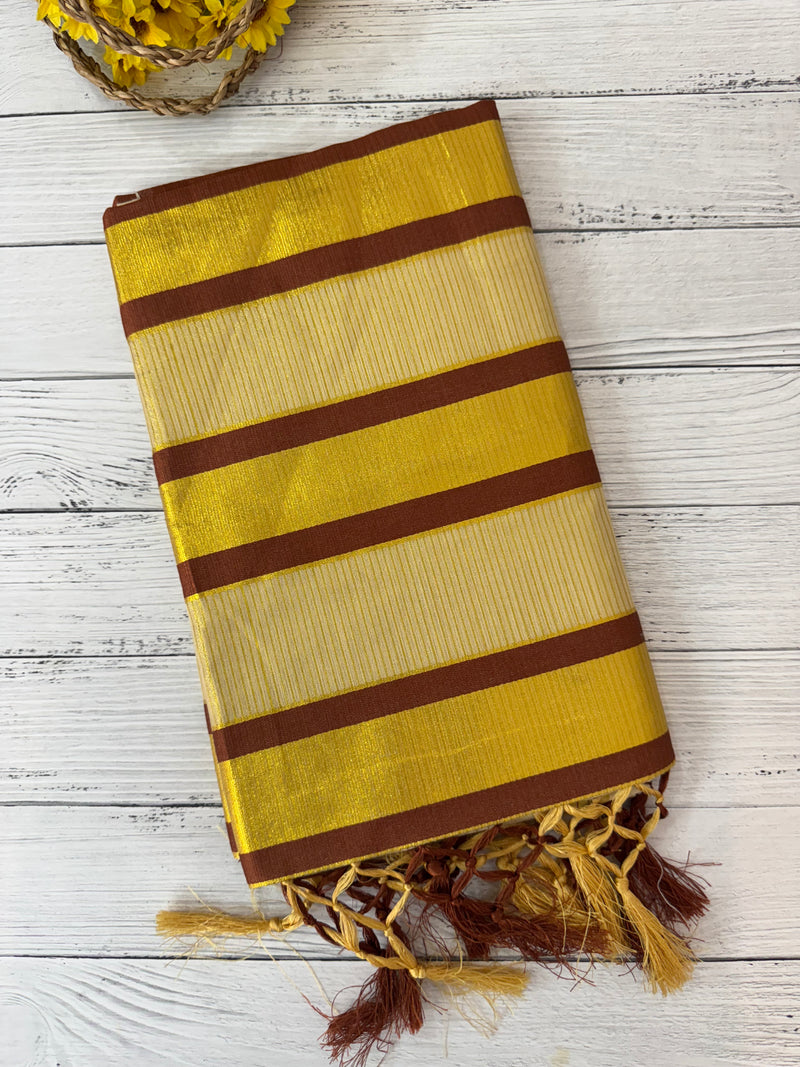 Kerala tissue saree- Gold lines