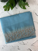 Organza saree with embroidery borders - MSH907 LightBlue