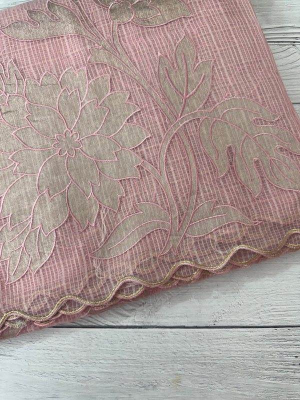 NetKota saree with tissue applique work MS15145 - PastelPink