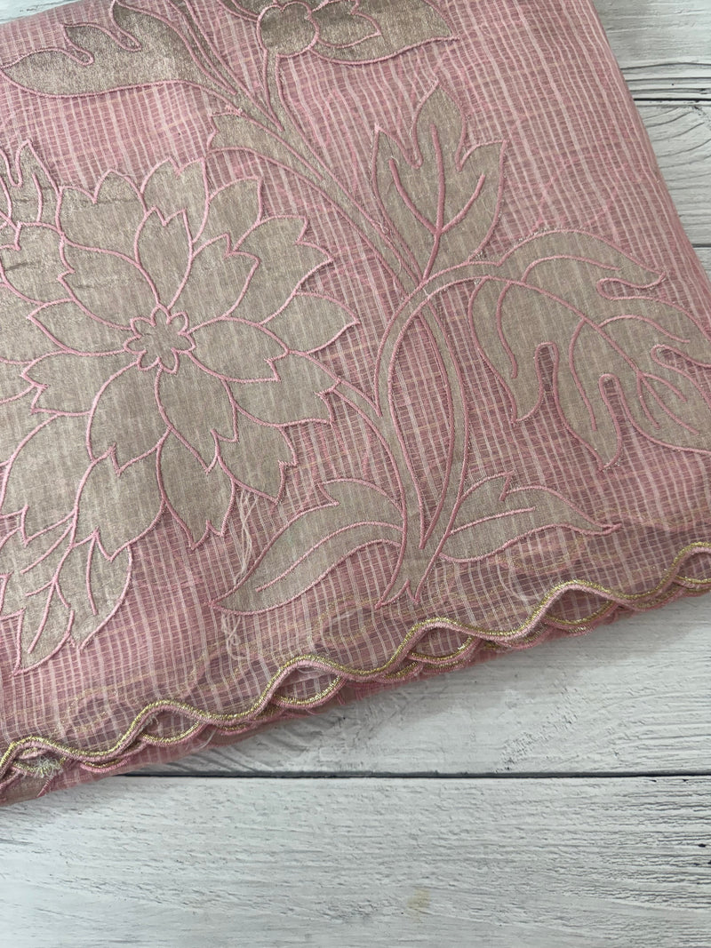 NetKota saree with tissue applique work MS15145 - PastelPink
