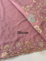 Pure Georgette saree with embriodery and applique work MS15567 Pink