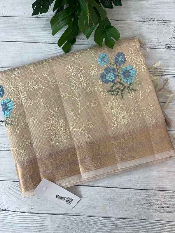 Tissue Silk embriodery saree MS49892