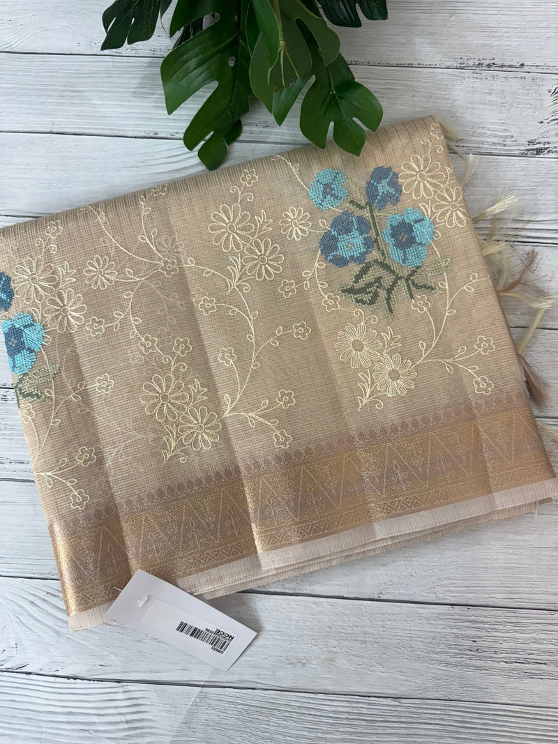 Tissue Silk embriodery saree MS49892