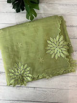 Crush Organza saree MSK5463- PistaGreen