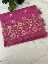 Art tussar saree with embroidery MST677