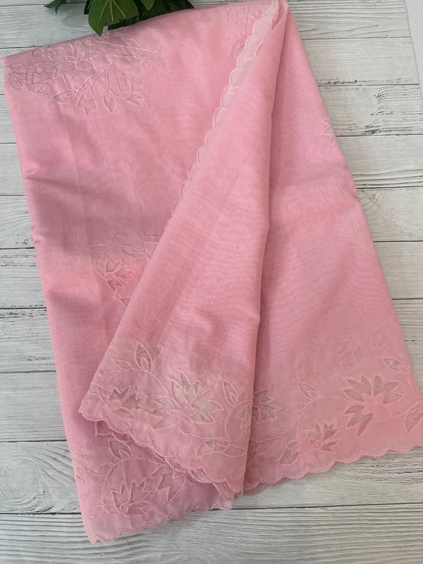 Mul chanderi saree with applique borders MSH112 Pink