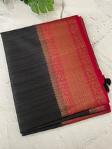 Soft silk sarees with contrast pallu & blouse MJL890Black andpink