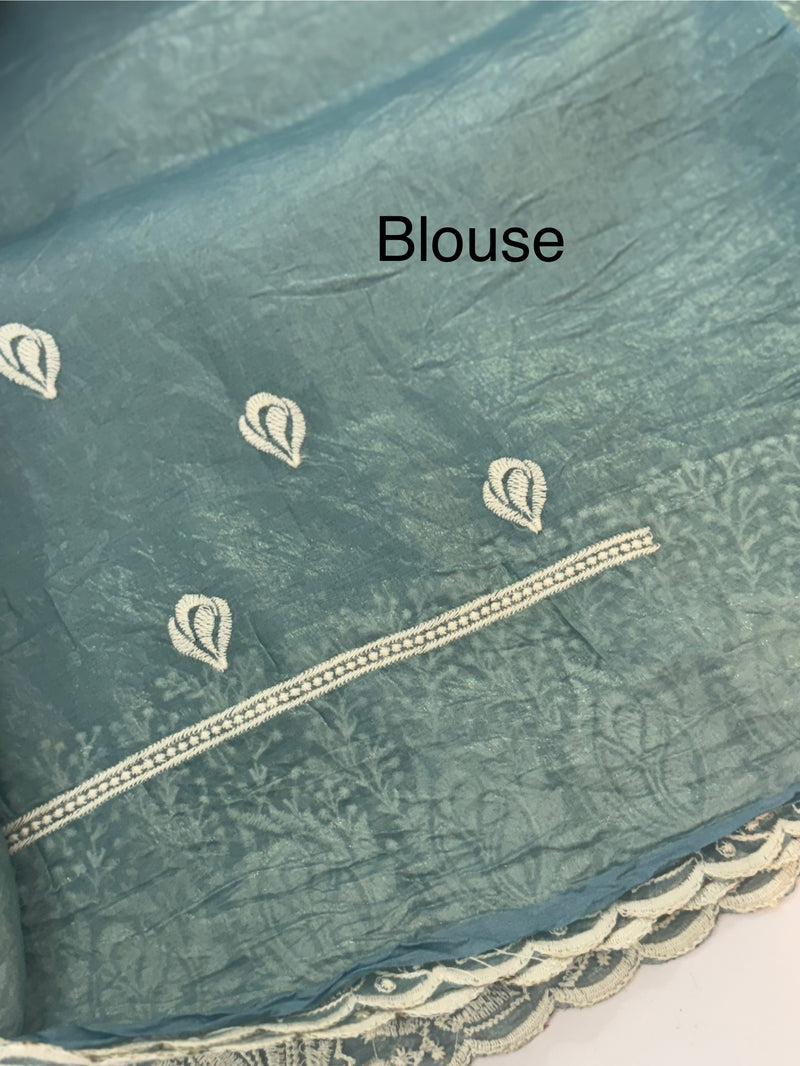 Crush Organza embroidery saree MS9739 DuskyBlue