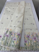 Mul chanderi embriodery saree with scalloped borders MSH176