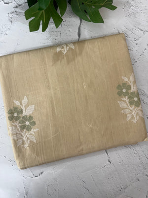 Crepe semi tussar silk saree with cross stitch embroidery-MSCS634