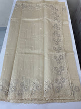 Crushed Matka Blended Tussar silk saree with embroidery MS4890- Cream