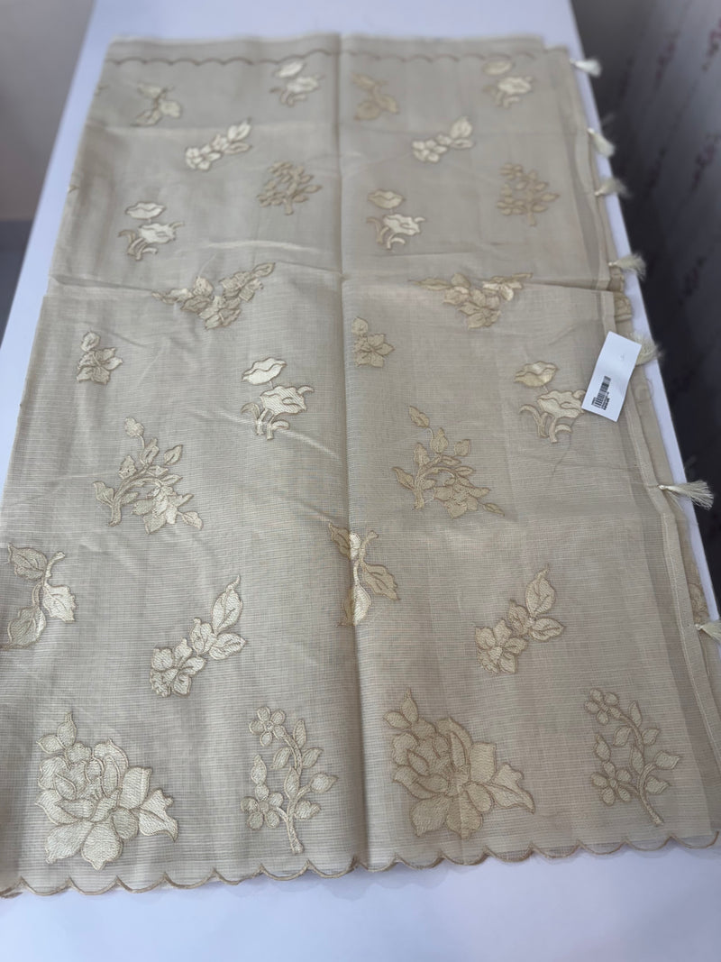 Silky kota embroidery saree  MSK890 Beige