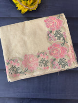 Phulkari NetKota embroidery saree - MSH107 Offwhite to Pink