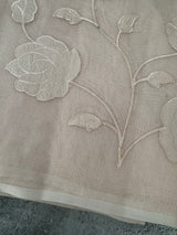 Supernet saree with applique work MCJ8432- Pastel DuskyPeach