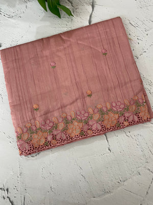 Blended tussar saree with cutwork border- MSHK695