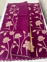 Malai chanderi saree with applique work MSM6201