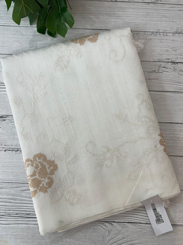 Blended Matka Tussar silk saree with cross stitch embroidery MS4899 White