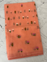 Kota checks saree with embroidery MS7679 (2)DarkPeach