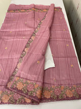 Blended tussar saree with cutwork border- MSHK695