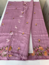 Art tussar saree with embroidery MST677 DustyOnionPink