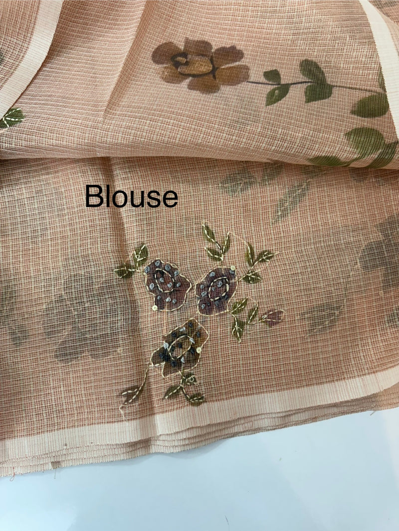 Handworked Tissue silk saree with French Knots MS7776 DuskyPeach