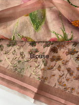 Handworked Tissue linen saree MS88651