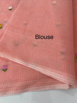 Kota checks saree with embroidery MS7680 Peach