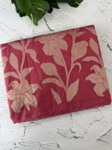 Semi organza saree with appliqué work - MSH906- DarkPink