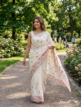 Mul chanderi embriodery saree with scalloped borders MSH176 (3)